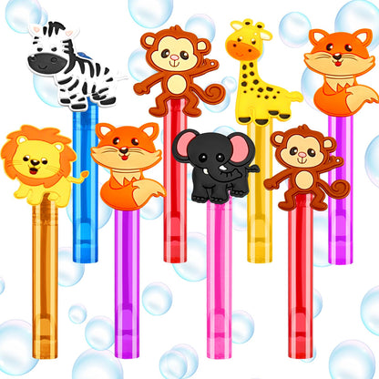 24PCS Animal Bubble Wands for Wild One Birthday Baby Shower Decorations Safari Jungle Theme Party Favors Supplies, Pinata Suffer, Goodie Bags Filler