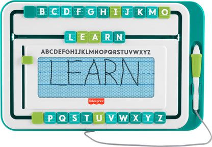 Fisher-Price Preschool Learning Toy Alpha Slide Writer Magnetic Drawing & Writing Tablet with Letter Tracing Tiles for Kids Ages 3+ Years