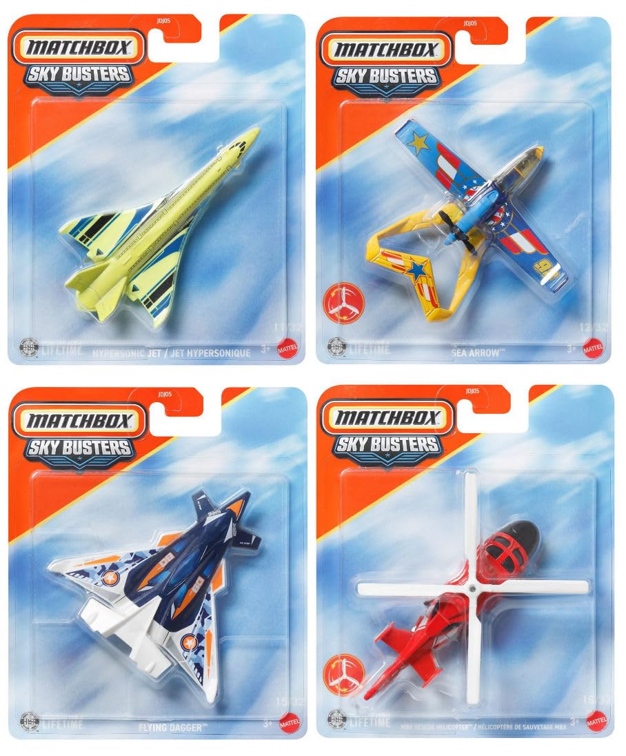 Matchbox Sky Busters Diecast Aircraft Collection, 8 Pack Assortment, Toy Planes and Helicopters JDJ05-979H