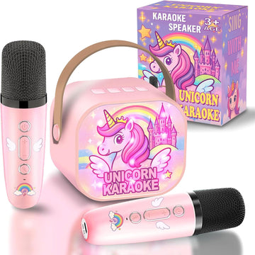Unicorn Toys for Girls Age 4-6 Mini Karaoke Machine for Girls Unicorn Birthday Decorations Toys 3 4 5 6 7 8 9 Year Old Girl Birthday Gifts with 2