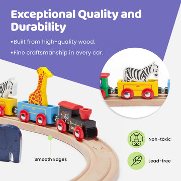 Maxim Enterprise Wooden Animal Train Set 7 Piece