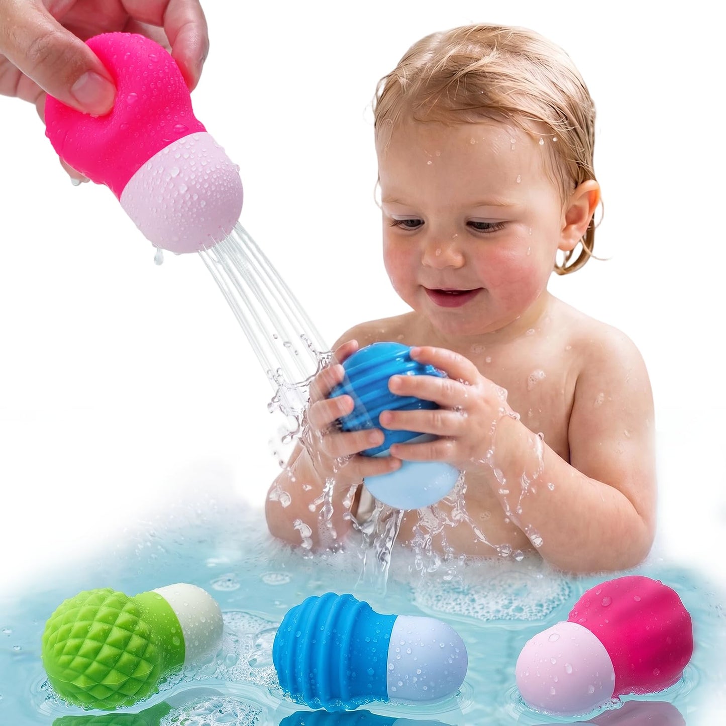 Sensory Water Squeeze Bath Toys, 3Pack Silicone Pool Floating Bulb Toys for Toddlers Kids 1-3, Mold Free Textured Water Table Fidget Toys Stocking