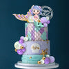 Mermaid Cake Toppers Under the Sea Tail Cake Decorations Gold Purple Pearl Ball for Mermaid Theme Birthday Supplies (Style 2)