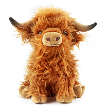 FSUGT Highland Cow Stuffed Animal Toy, Adorable Highland Cow Plush, Scottish Cow Plush Toy, Farm Animal Cattle Plush Decor Gifts for Kids Baby Girls