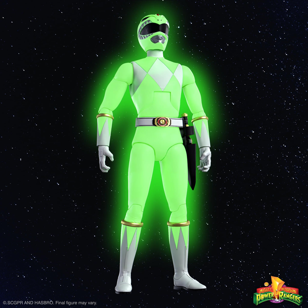 Super7 ULTIMATES! Mighty Morphin Power Rangers Green Ranger (Glow) - 7" Power Rangers Action Figure with Accessories Classic TV Show Collectibles and