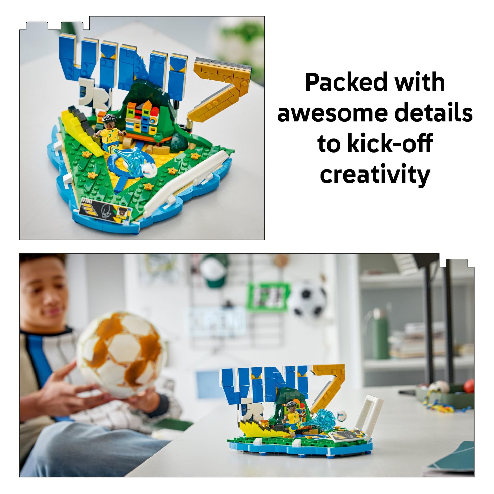 LEGO Editions Vini Jr. - Soccer Highlights - Building Set for Boys & Girls, Ages 10+ - Collectible Soccer Gift W/Plaque - Kids Bedroom or Shelf Decor