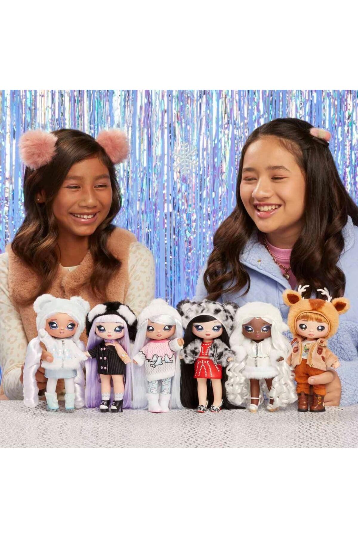 Na Na Na Surprise Cozy Series Leona White 7.5" Fashion Doll Snow Leopard-Inspired with Black Hair, 3-Piece Outfit and Fuzzy Clip-on Purse, Poseable