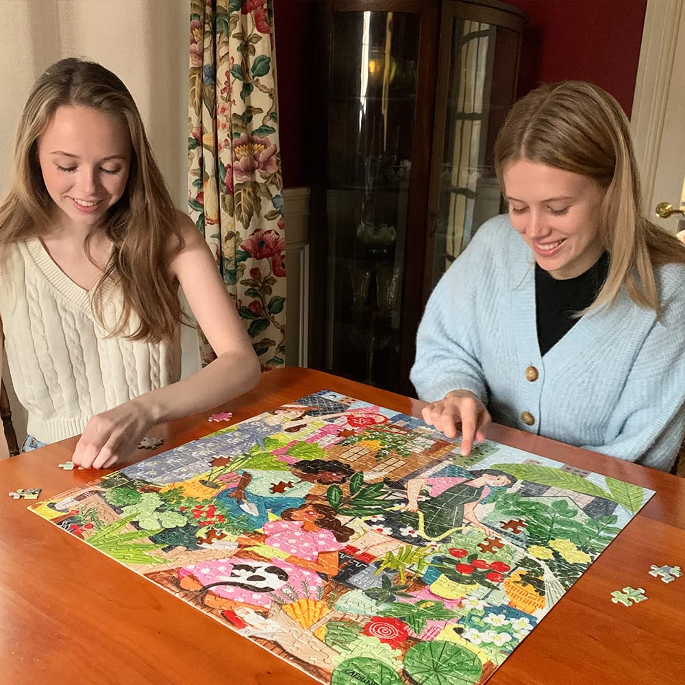 eeBoo: Piece and Love Rooftop Garden 500 Piece Square Adult Jigsaw Puzzle, Jigsaw Puzzle for Adults and Families, Includes Glossy, Sturdy Pieces