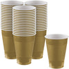 Amscan Premium Gold Plastic Cups (12 oz) 50 Count - Stackable, Heavy-Duty & Eco-Friendly Party Drinkware, Vibrant Color & Ultimate Durability