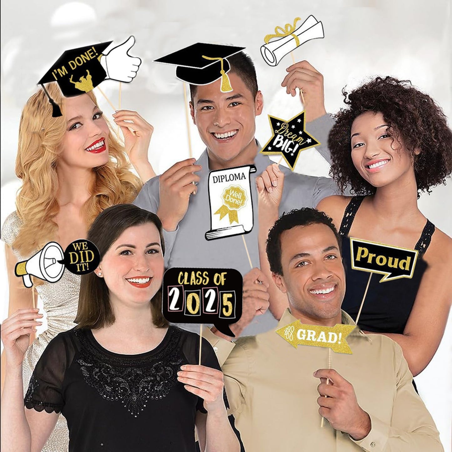 25Pcs Graduation Photo Booth Props Grad Party Favors Supplies