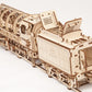UGEARS Locomotive with Tender Mechanical 3D Puzzle, Wooden Construction Set, Business Gift, Christmas and Thanksgiving Present, Adult Craft Set