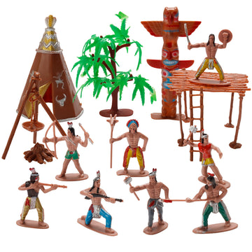 X Hot Popcorn 23 Pcs Indians Figurines, Resin American Indians Figurines