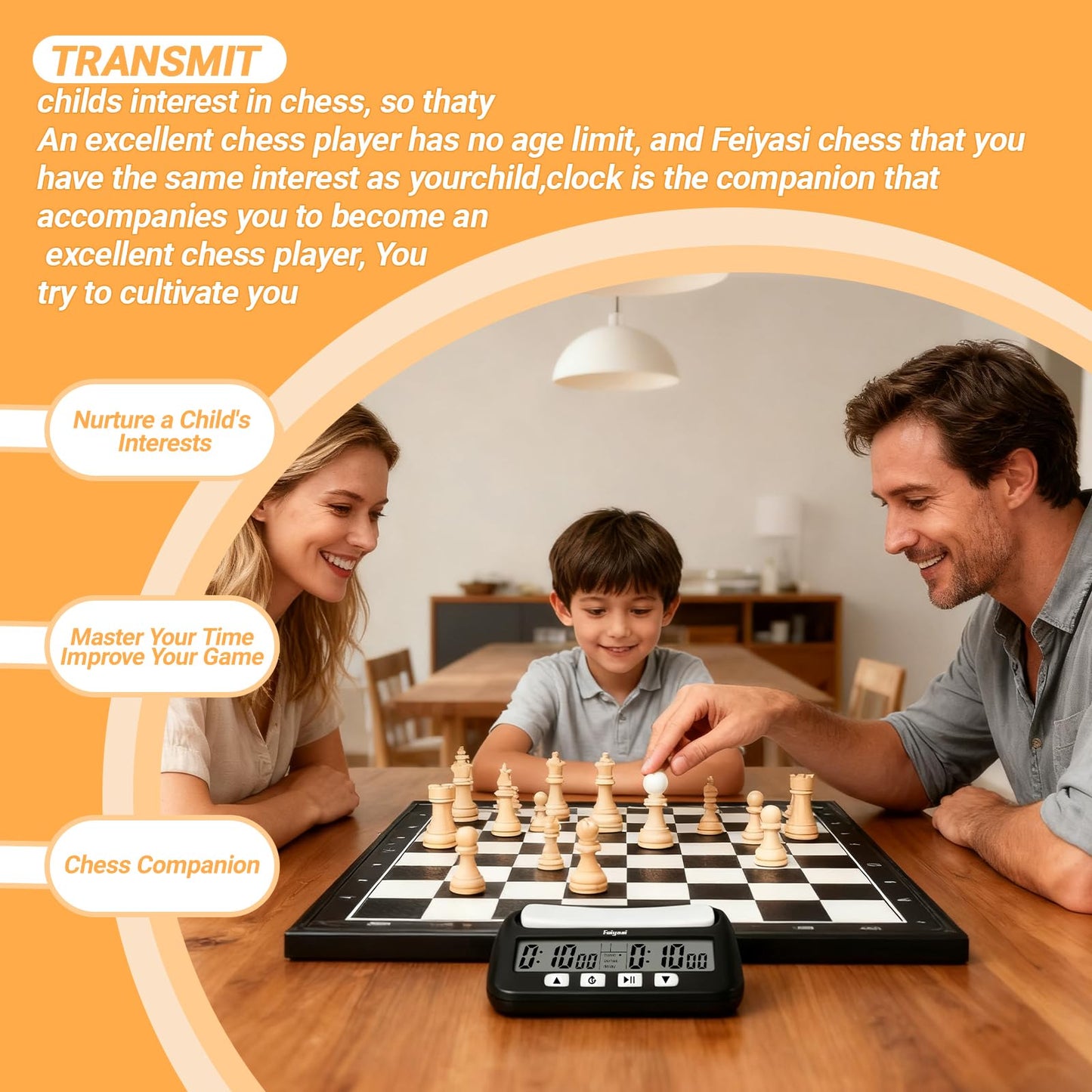 Feiyasi Digital Chess Clock Timer, Portable Digital Alarm Clock Board Game Timer, Having Basic, Reward, Delayed, and Timed Features, Suitable