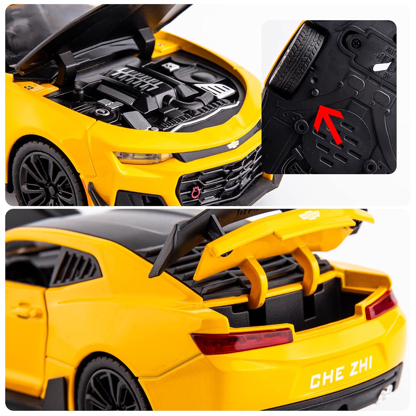 BDTCTK 1/24 Bumblebee Car Model Toy Zinc Alloy Casting Pull Back Car Sound and Light Toys for Kids Boy Girl Gift (Yellow)