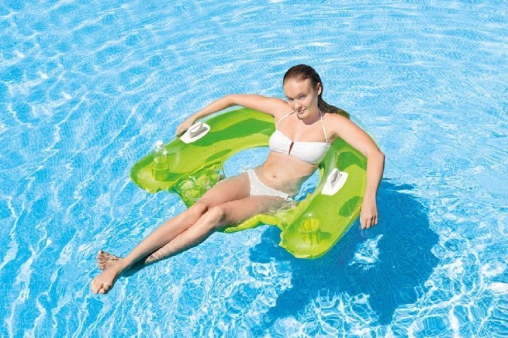 Intex Sit 'N Float Inflatable Lounges Yellow & Green Gift Set Bundle - 2 Pack, 60" X 39", Multicolor