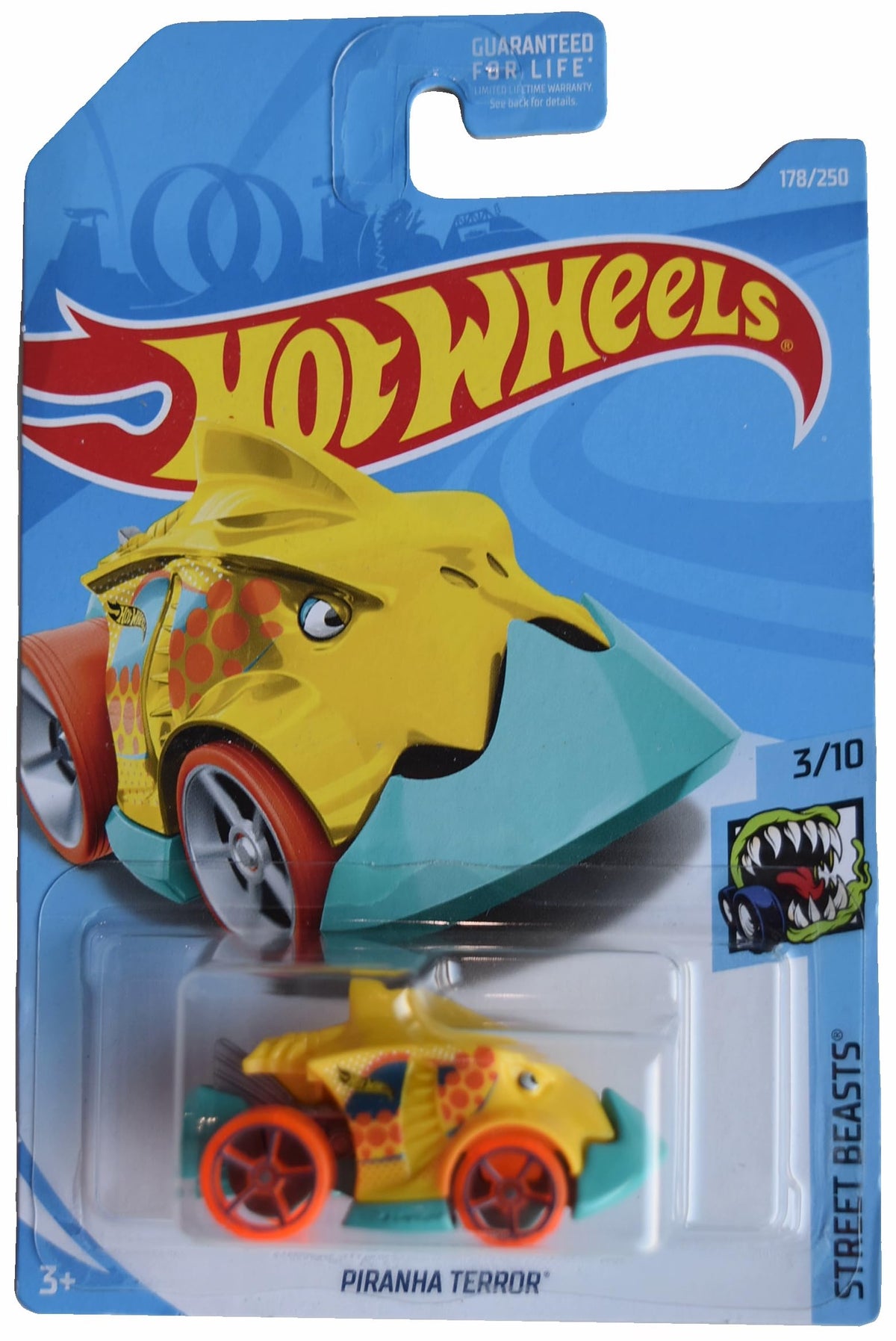 Hot Wheels Piranha Terror, Street Beasts 3/10 [Yellow] 178/250