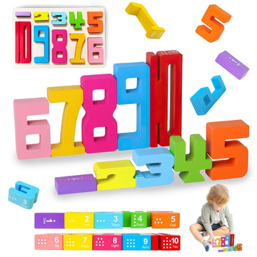 DLAIUSMALL Number Blocks Toys for Kids,Wooden Number Building Blocks, Digital Building Blocks,Balance Competition Game,Math Learning Educational Gift