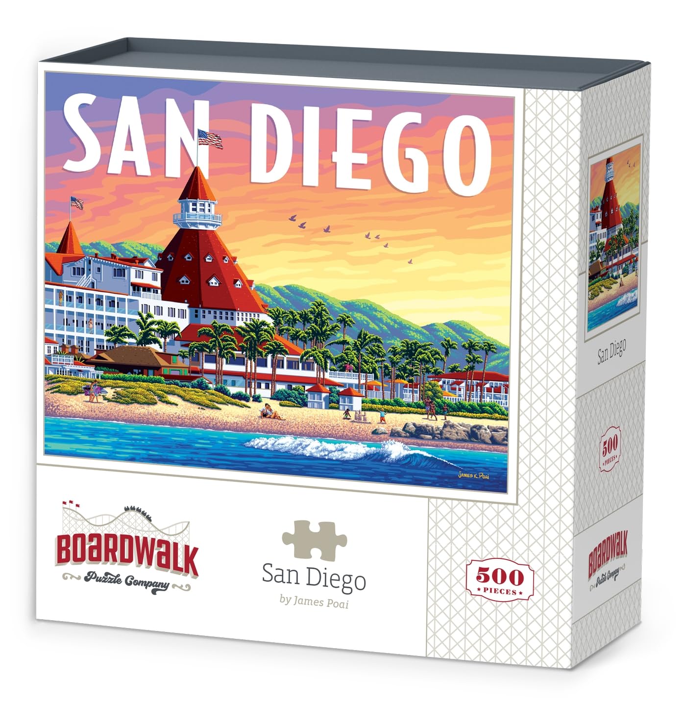 Boardwalk San Diego 500 Piece Jigsaw Puzzle Scenic California Beach Puzzles with Premium Box, Gift for Adults and Family 16"x20"