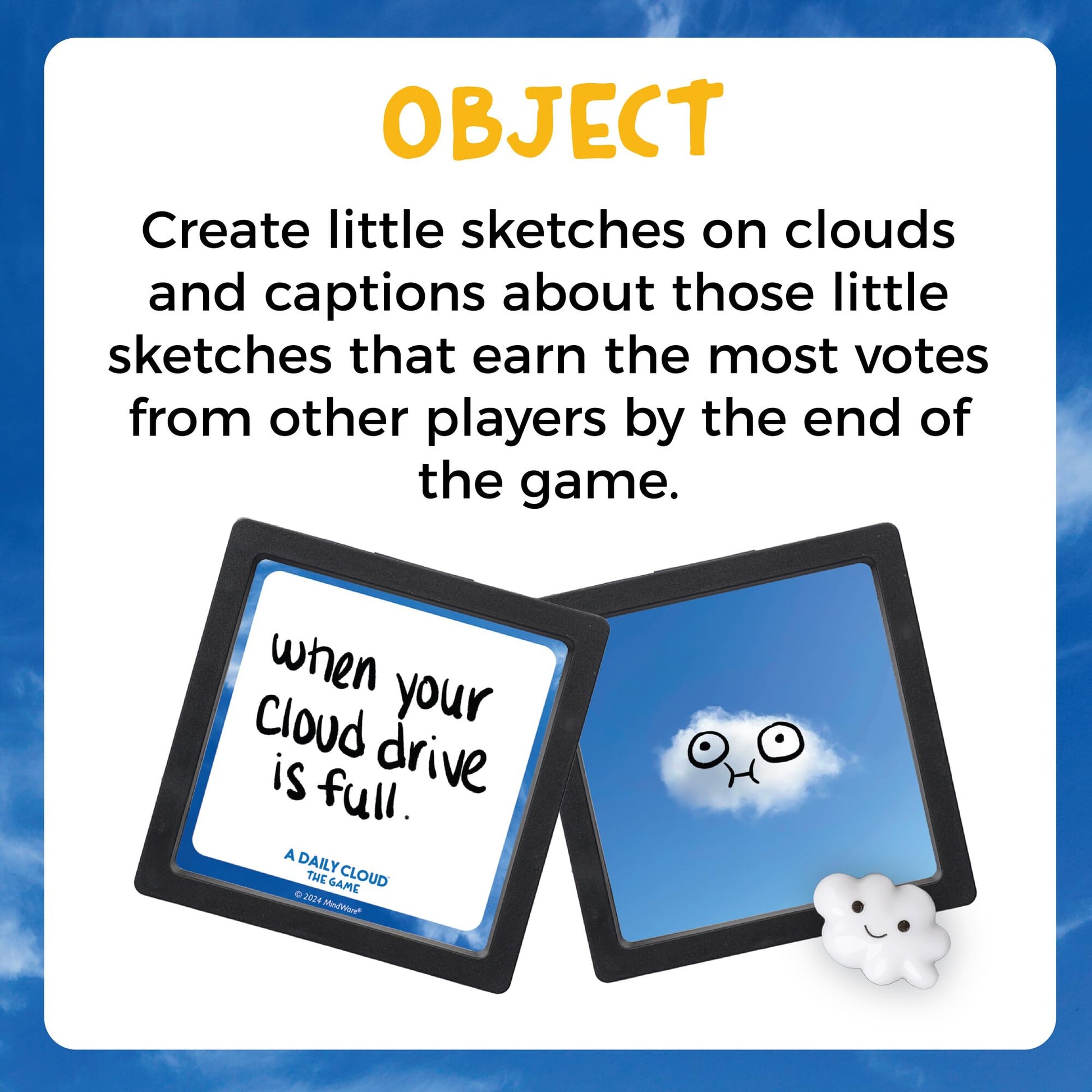 MindWare A Daily Cloud Family Game - Fun Drawing & Caption Card Game for Kids, Teens & Adults - Family Game Night, Boosts Creativity & Storytelling