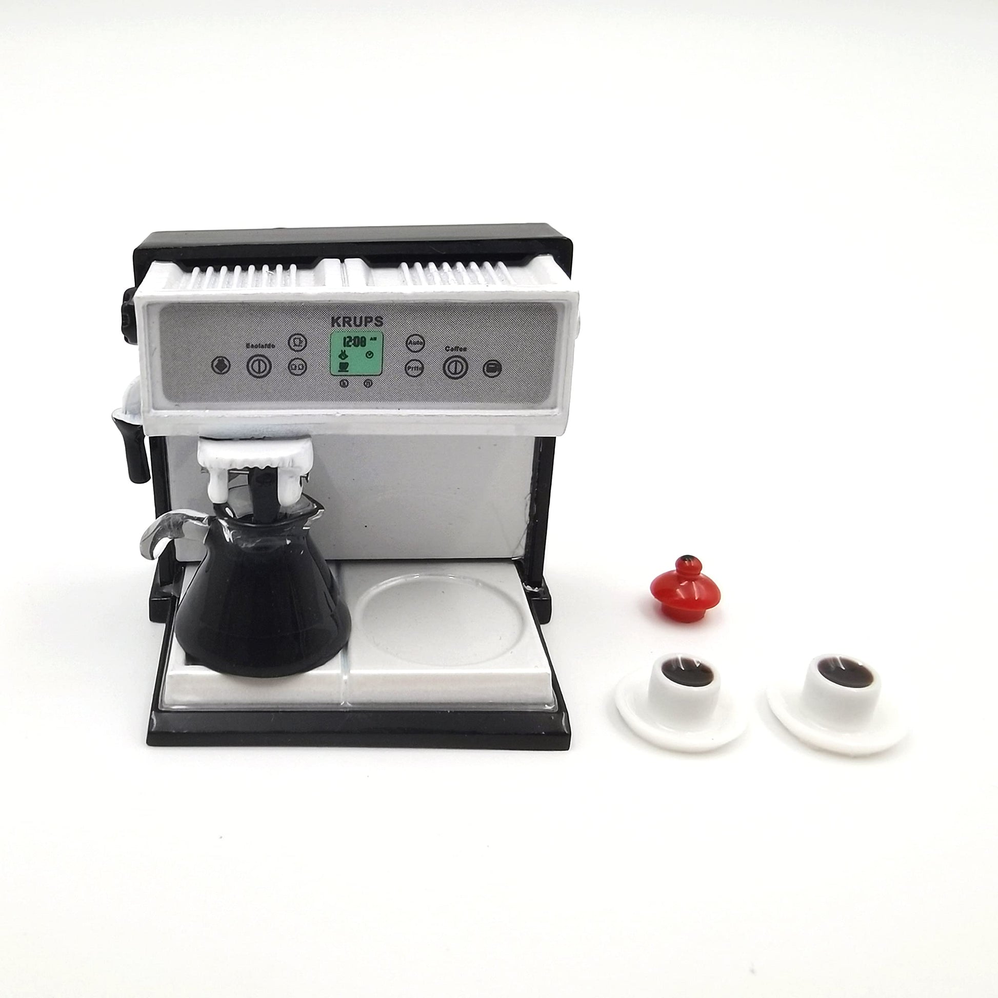 SXFSE 1:12 Dollhouse Miniature Coffee Machine, Mini Simulation Coffee Maker Machine Kitchen Accessories(Coffee Machine + Coffee Pot)