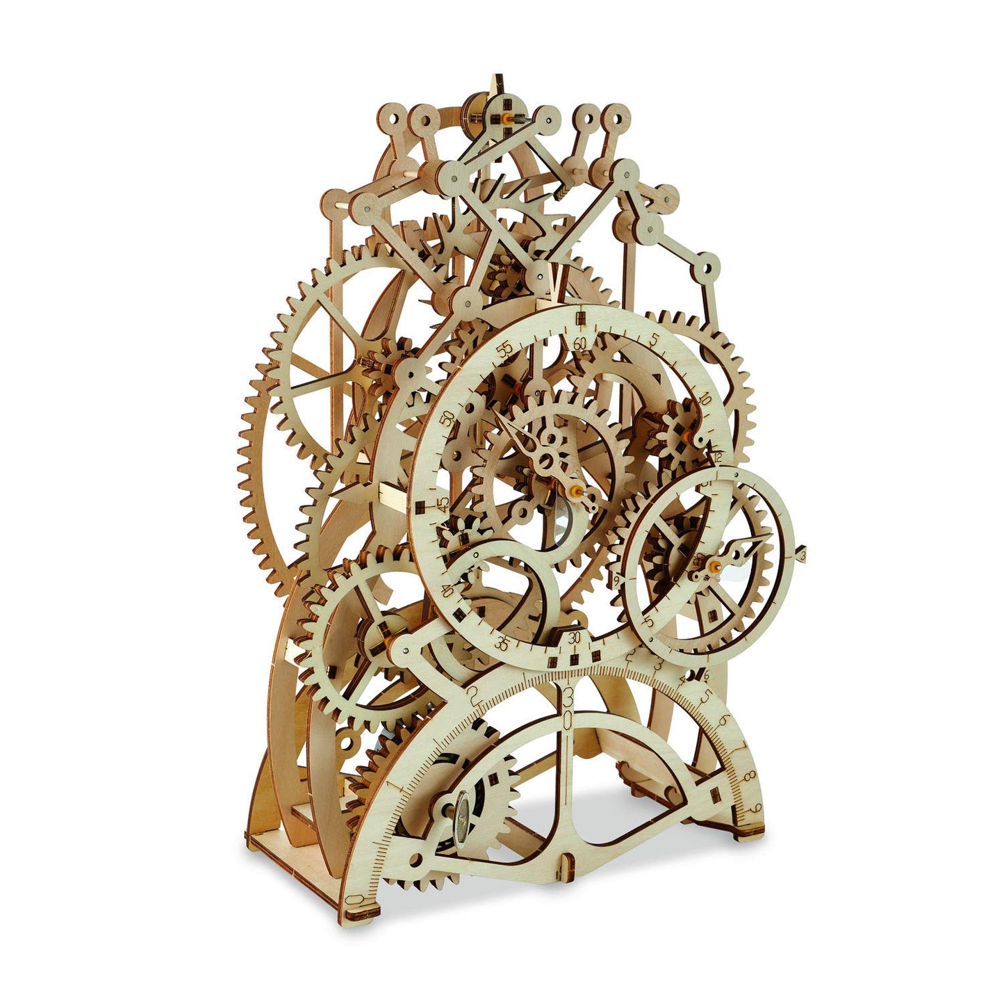 MindWare Gearjits Clock - 3D Wooden Mechanical Model Kit for Teens and Adults, Build Your Own Working Clock witj Moving Gears