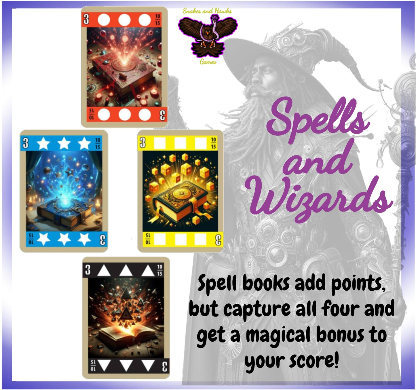 Spells and Wizards Card Game, 2-6 Player Trick Taking Card Game for Family