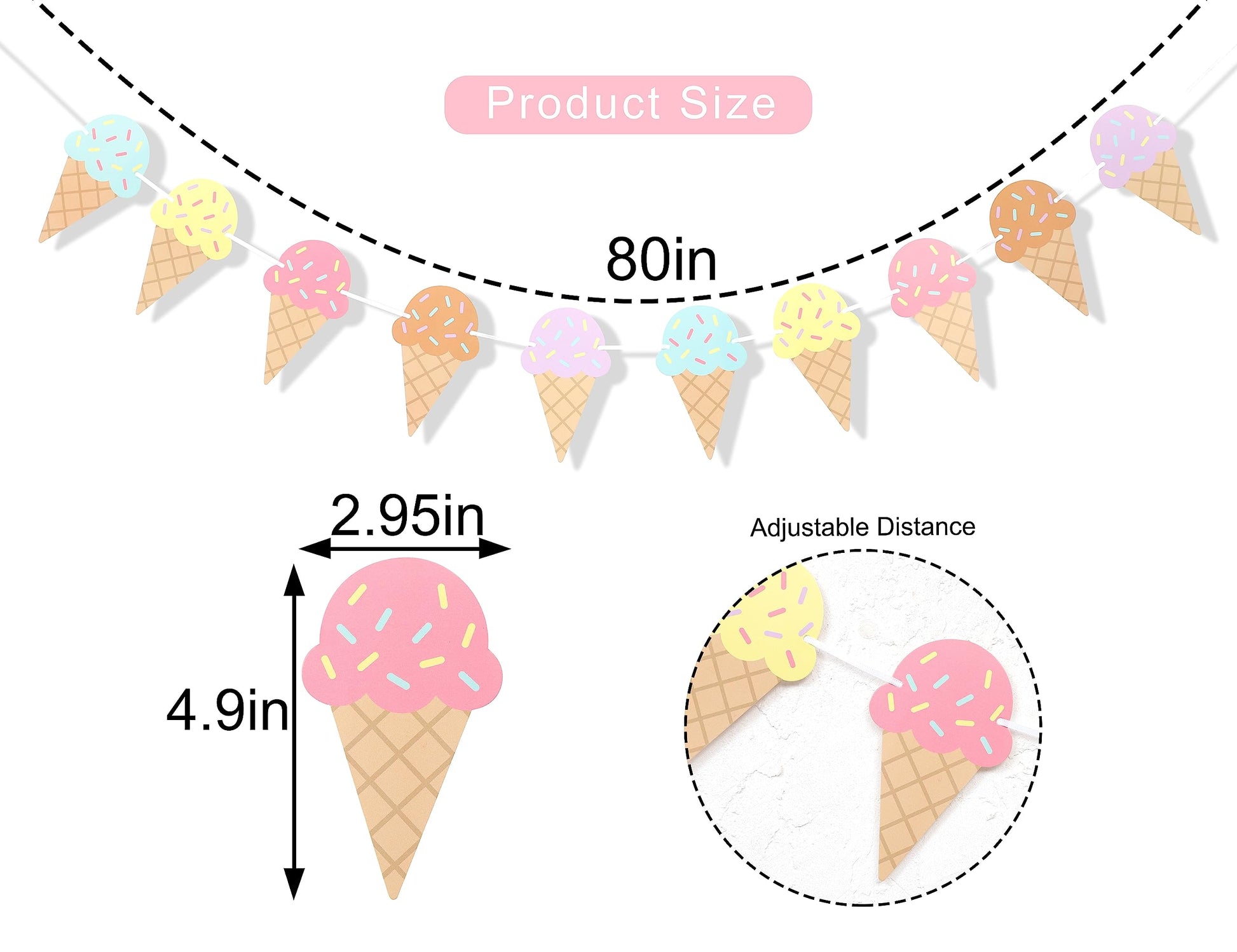 Ice Cream Happy Birthday Banner,Ice Cream Birthday Party Decoration