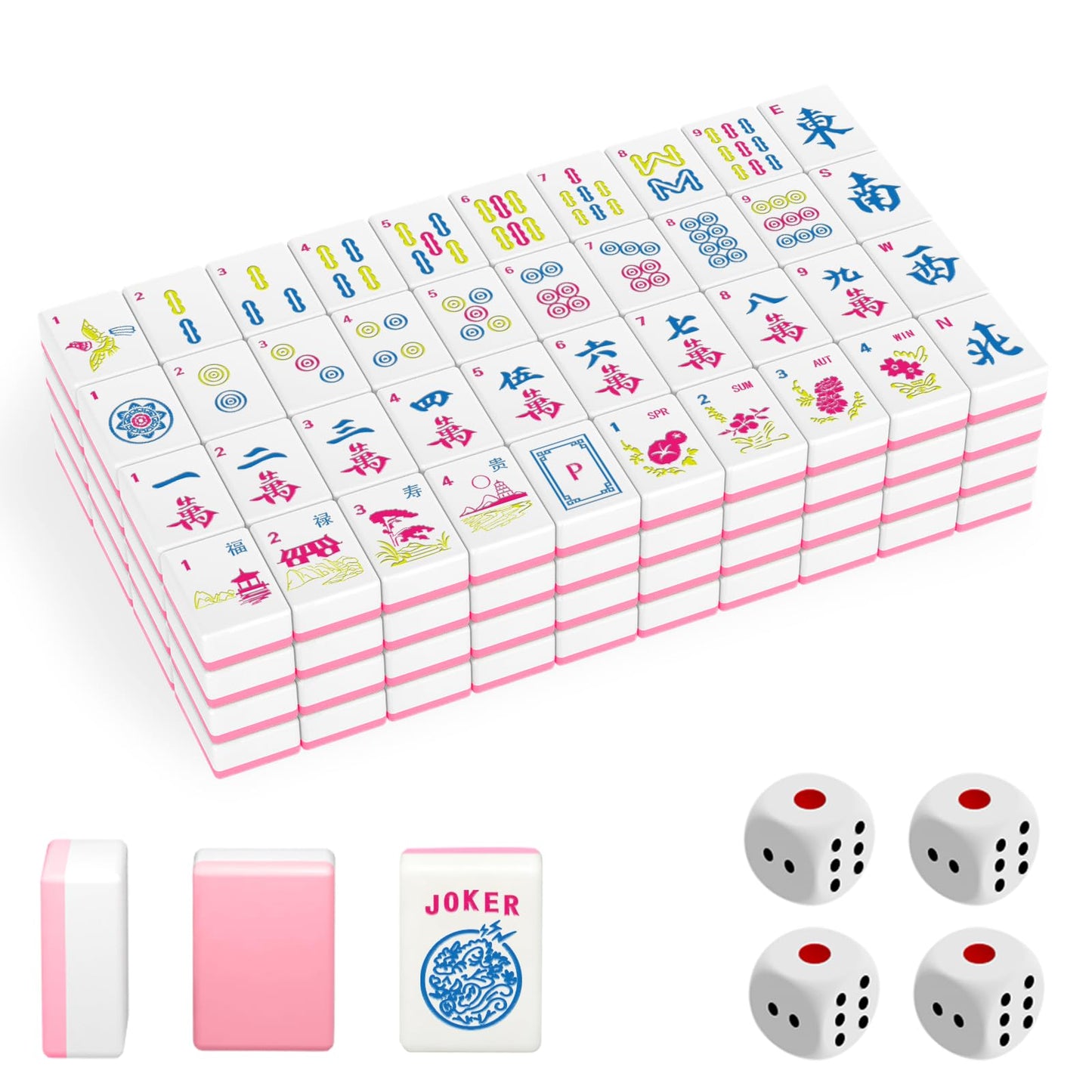 1.2" American Mahjong Tile Set, 166 Tiles + 4 Dice, Mahjong Tiles Only