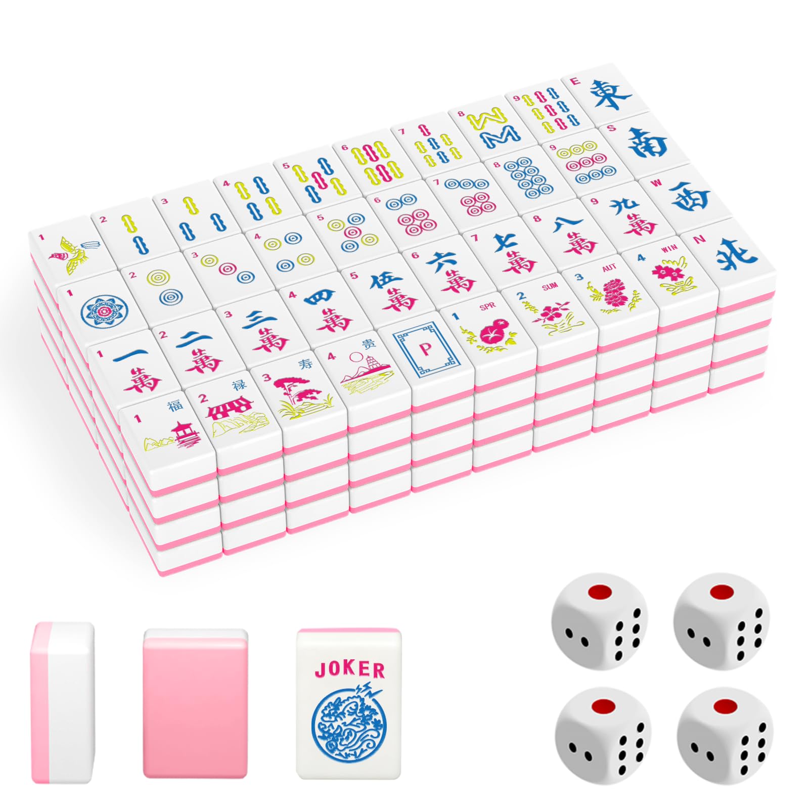 1.2" American Mahjong Tile Set, 166 Tiles + 4 Dice, Mahjong Tiles Only