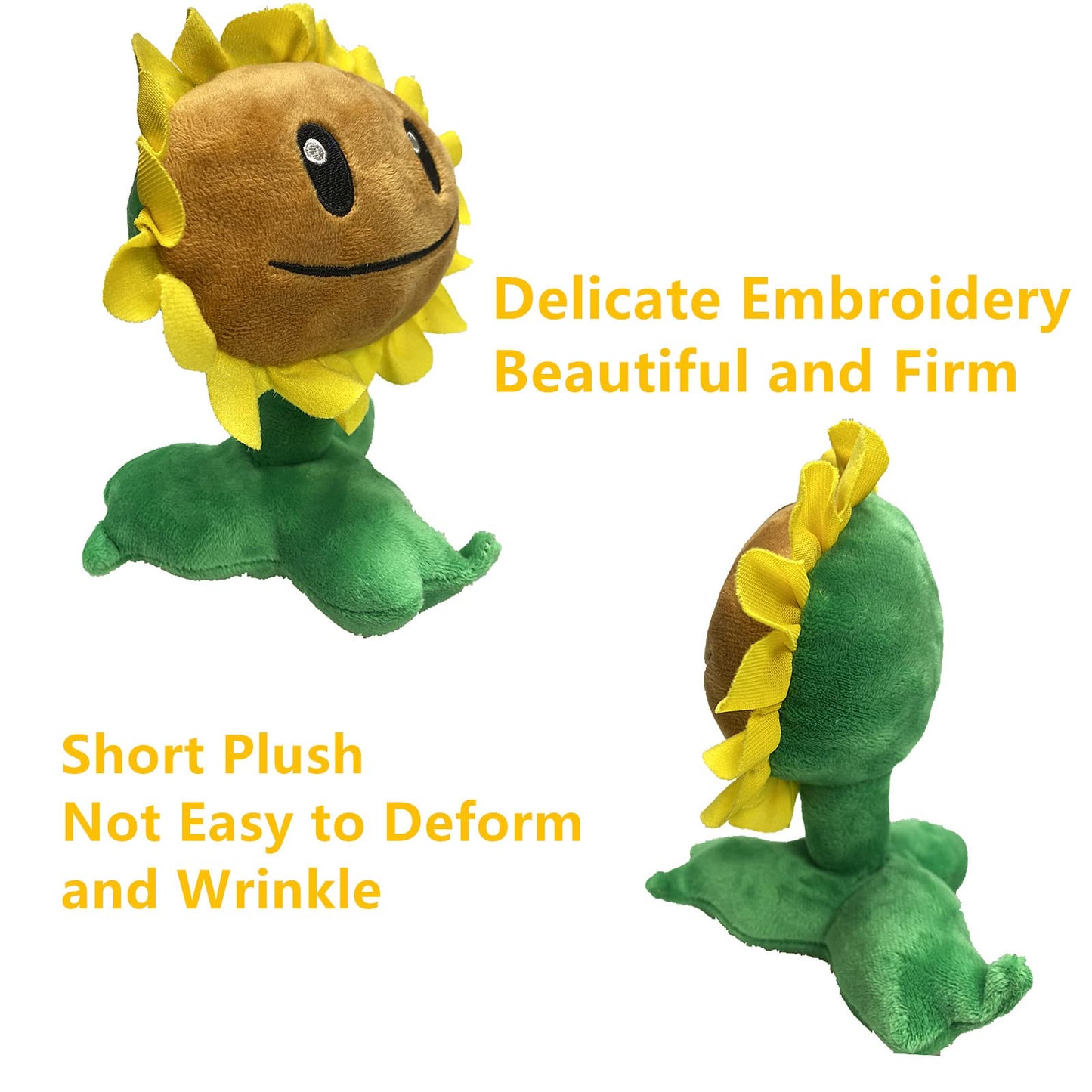 BASHERISE 3 PCS PVZ Plant Plush Normal Sets Toys Sunflower, Green Pea, Gray Zombies, Brown Coat Toys Figure Doll, Great Gift for Christmas, Birthday