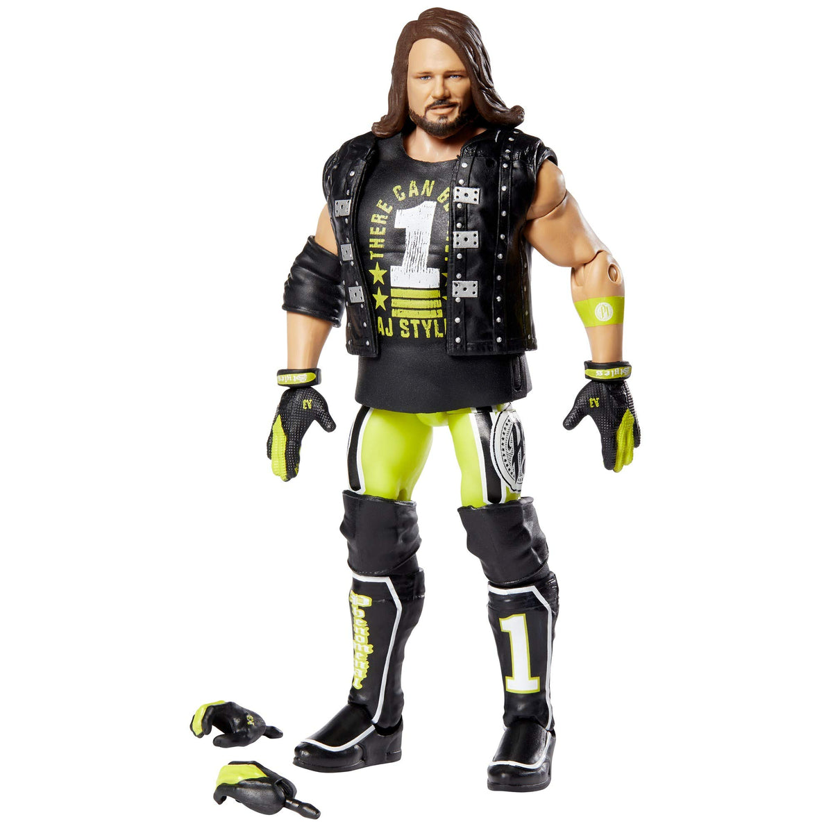 WWE AJ Styles Elite Series #74 Deluxe Action Figure with Realistic Facial Detailing, Iconic Ring Gear & Accessories