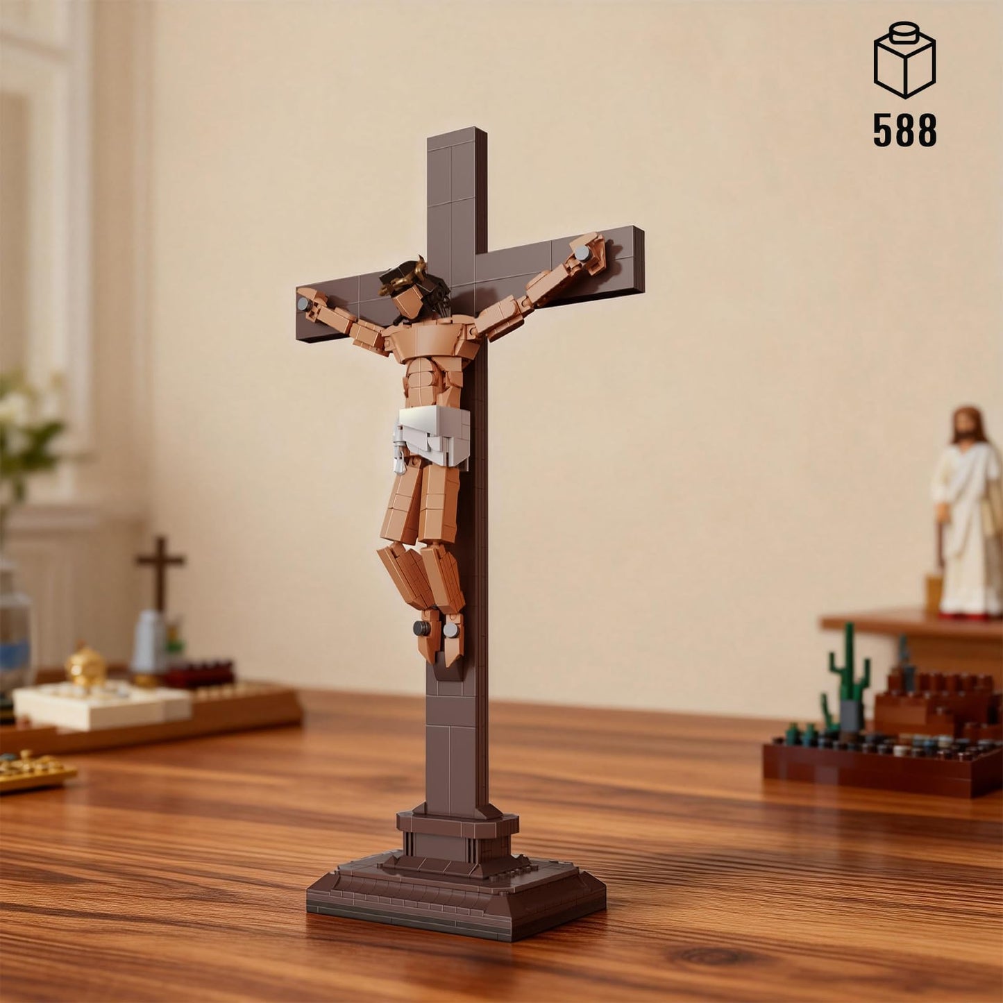 Vziimo Jesus Cross Building Set, Little Jesus Crucifix Building Block, Religious Creative Toys for Home Office Decor, Christian Toys Father Day
