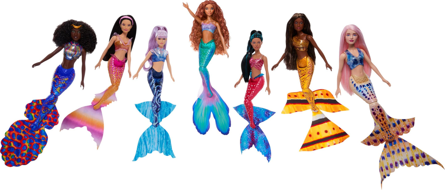 Mattel Disney The Little Mermaid Ultimate Ariel Sisters 7-Pack Set, Collection of 7 Fashion Mermaid Dolls, Toys Inspired by The Movie