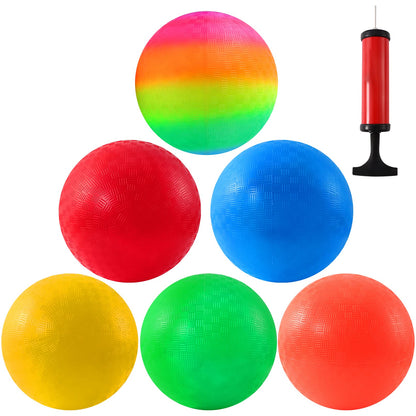 Nakotii 6PCS Playground Balls,8.5 Inch Inflatable Dodge Balls,Dodgeball Balls,Rubber Bouncy Dodge Ball with 1 Hand Pump for Indoor Outdoor Games Camps