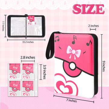 4 Pockets Trading Card Binder, 400 Card Holders with 50 Removable Sleeves, Portable Card Binder Album with zipper, Card holder Book for Game, Sport