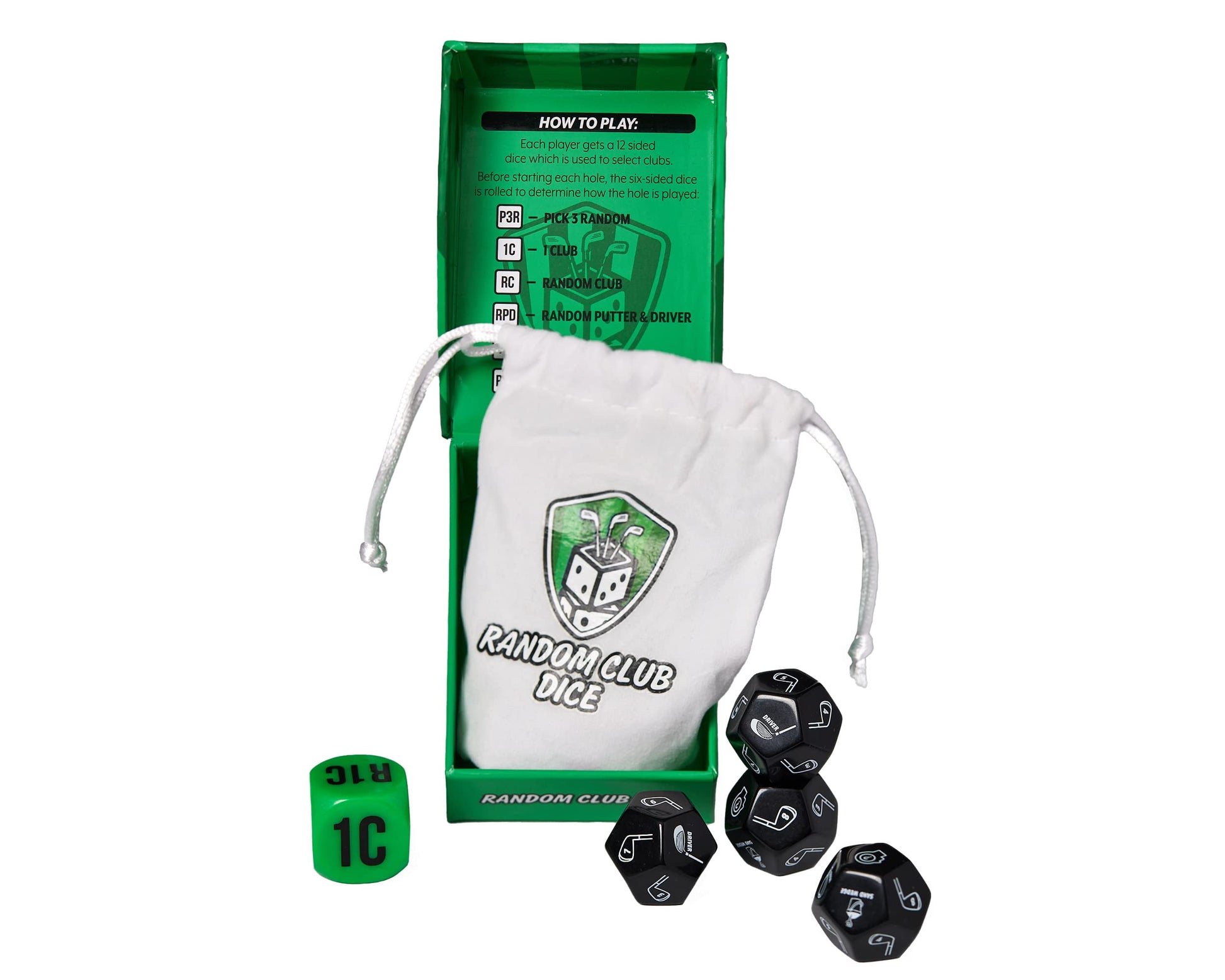 Random Club Dice On-Course Golf Dice Game - Fun Golf Dice Games Challenge for Golfers and Friends - Portable Dice Games On-Course Play - Includes 4