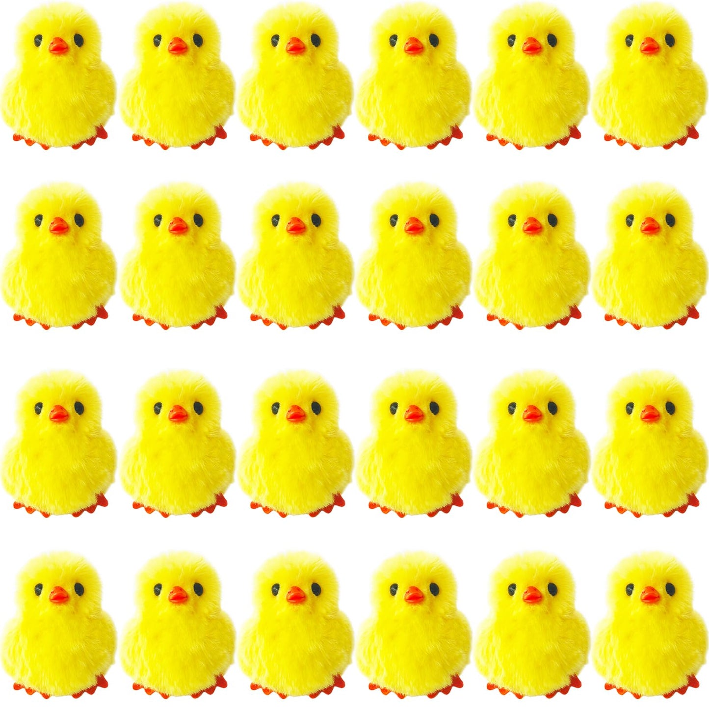 Baaxxango 24 PCS Easter Fluffy Chicks,3.4 Inch Yellow Soft Plush Chicks Figurines,Realistic Plush Farm Chick Mini Ornaments Stuffed Animal