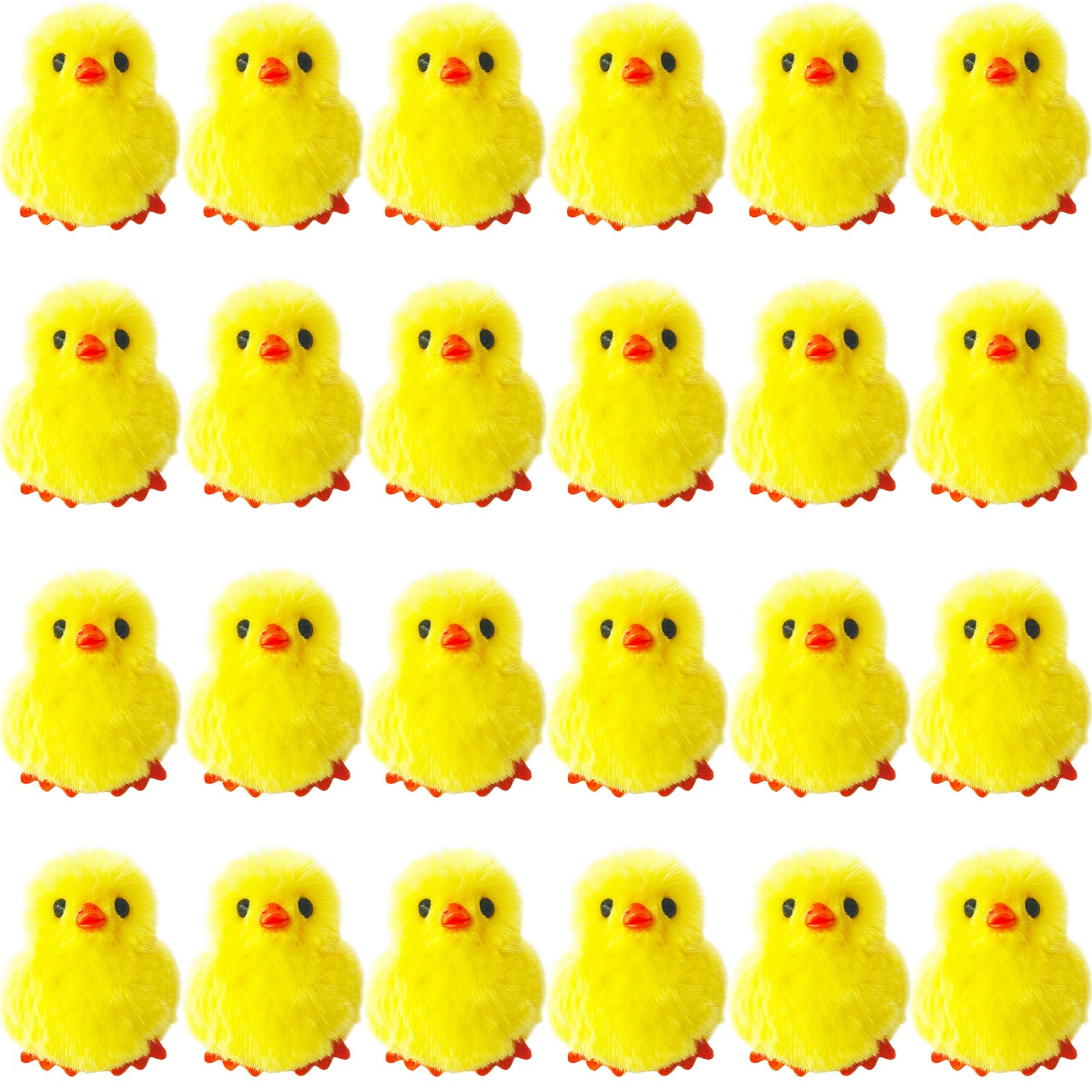 Baaxxango 24 PCS Easter Fluffy Chicks,3.4 Inch Yellow Soft Plush Chicks Figurines,Realistic Plush Farm Chick Mini Ornaments Stuffed Animal