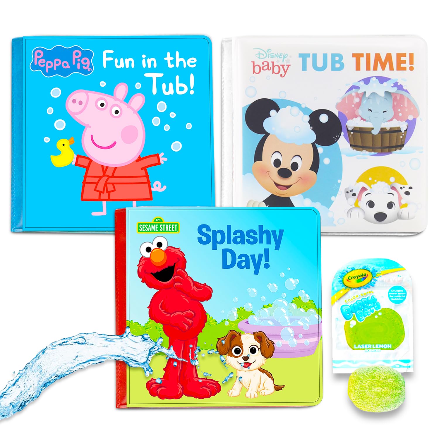 Baby Ultimate Bubble Bath Book Set for Toddler Kids - Bundle with 3 Bathbooks with Sesame Street, Disney Baby, Peppa Pig, and More | Sesame Street