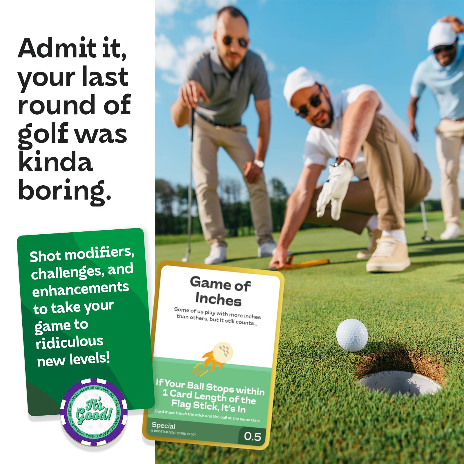 On-Course Golf Game - 100 Interactive Playable Cards - Perfect Golf Gift for Any Golfer - Ridiculous Multiplayer Game - 1-4 Players - All Skill Levels
