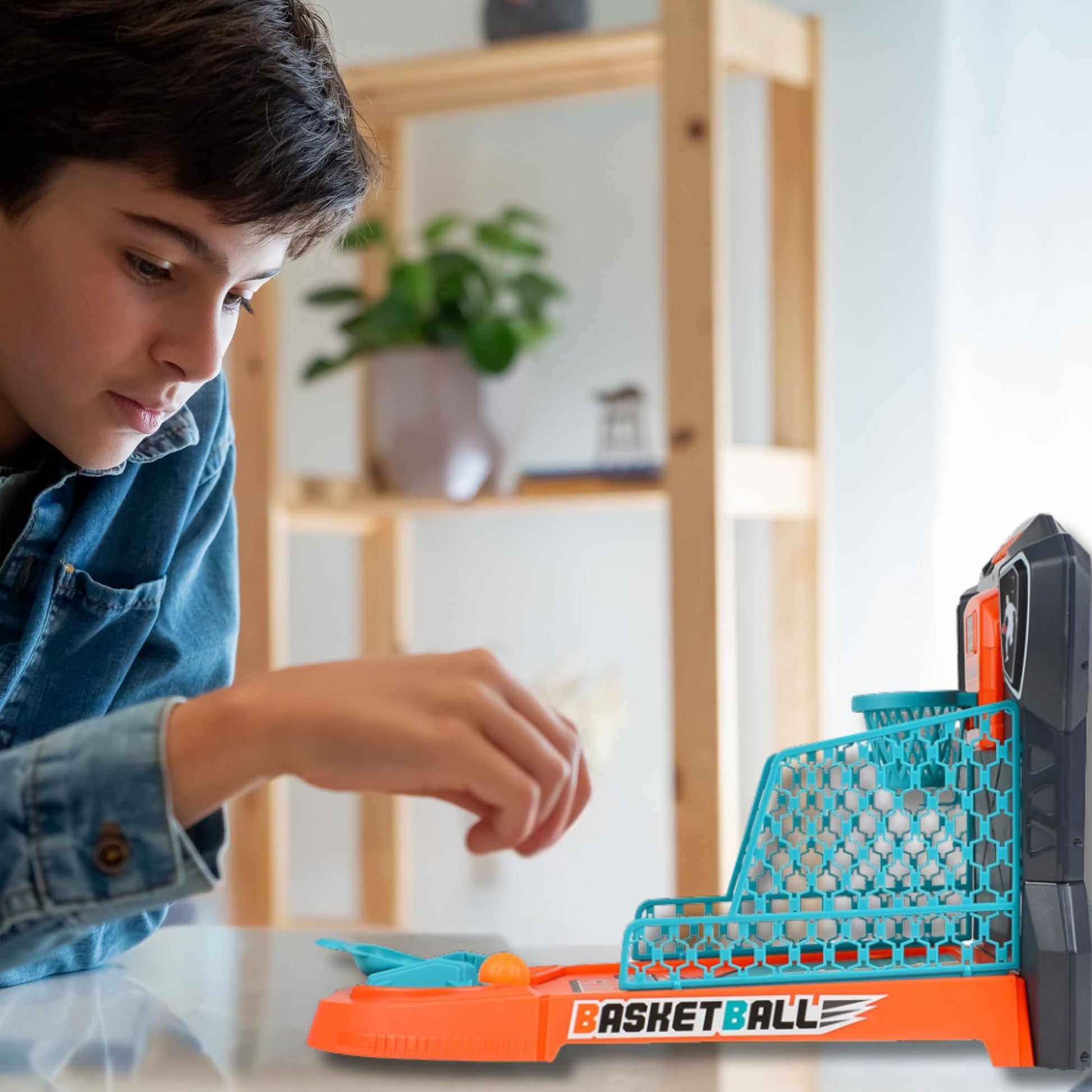OLEOCA Tabletop Basketball Game - Compact Mini Desktop Arcade, Moving Target Indoor Desk Game with Electronic Scoring, Lights & Sound, Skill-Building