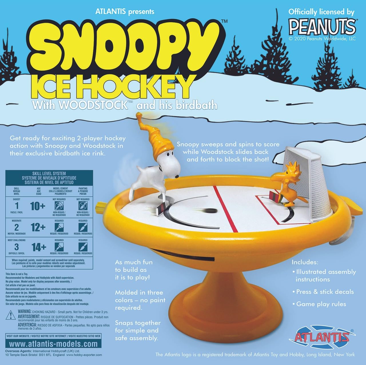 Atlantis Peanuts Snoopy and Woodstock Bird Bath Ice Hockey Game | for Ages 10 & Up | Made in The USA