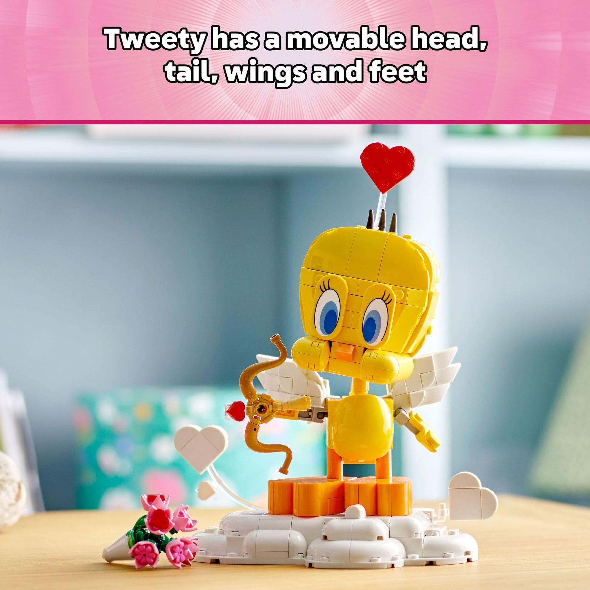 LEGO Looney Tunes Sweetheart Tweety Bird Building Toy for Adults & Kids - Tweety Figure W/Display Pedestal & Accessories for Girls & Boys, Ages 12+