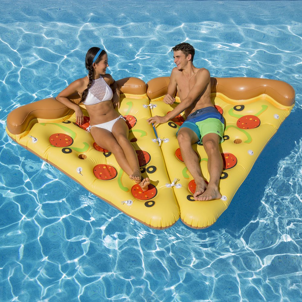 Ocean Blue Deluxe Pizza Slice Swimming Pool Float (2 Pack)