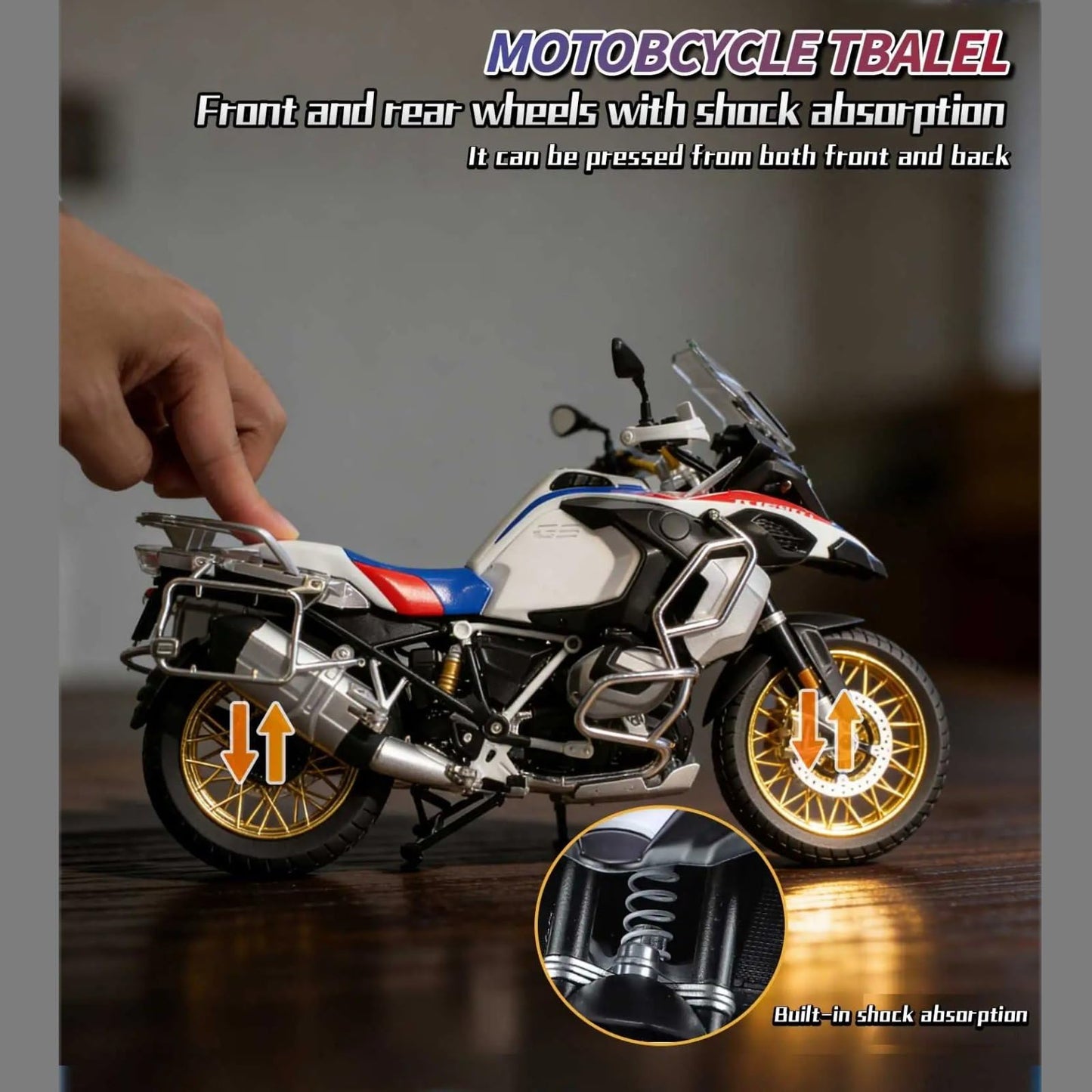 HTLNUZD 1/6 Scale R1250GS ADV Alloy Diecast Motorcycle Model, Collectible Vehicle Toy, Miniature Motorbike for Collection & Gift (black-R1250 with 3
