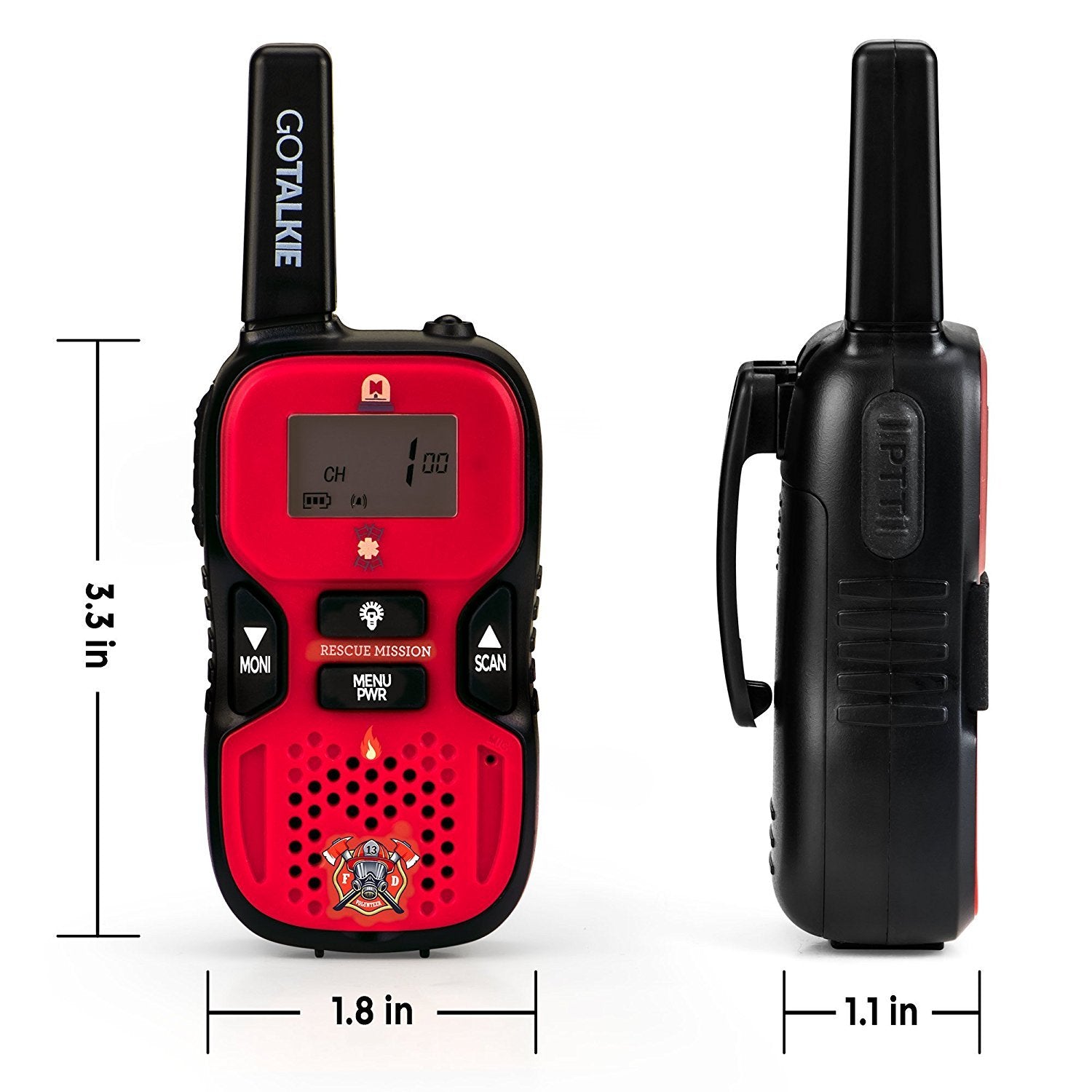 Walkie Talkies for Kids - Set of 2 Long-Range 22 Channel Portable Radios w/Built-in Flashlight, LCD Screen & 8 Interchangeable Theme Plates - Play