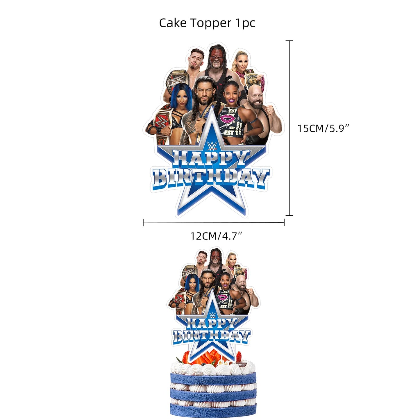 Wrestling Birthday Party Decorations Supply Set for Kids with Happy Birthday Banner, Cake Topper, Cupcake Toppers, Balloons for Party Decorations