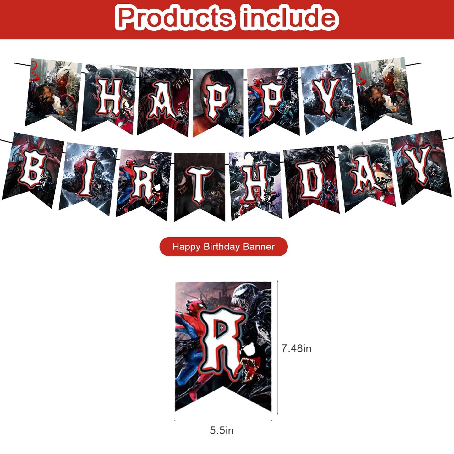 karg ?????????? Birthday Decorations ?????????? 3 Party Supplies Include Happy Birthday Banner, Cake Topper and Cupcake Toppers, Balloons for Kids Party Decor