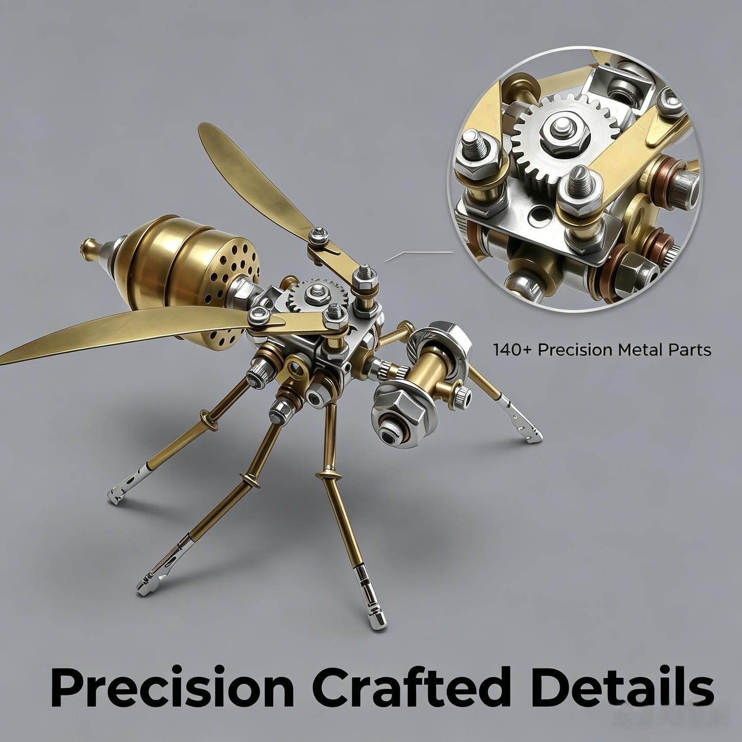 3D Metal Puzzle Steampunk Vespa Mechanical Model DIY Assembly for Adults 140+ PCS 2-3 Hours Build Desk Decor Christmas Birthday Gift for Men Father