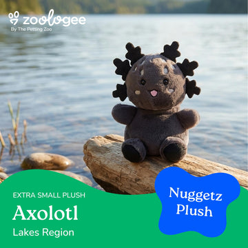 The Petting Zoo Black Axolotl Stuffed Animal Plushie, Gifts for Kids, Nuggetz Animals, Salamander Plush Toy, 6 inches